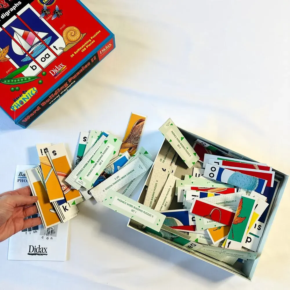 Vintage 1993 Hands On Phonics Word Building Puzzles II Vowel Digraphs
